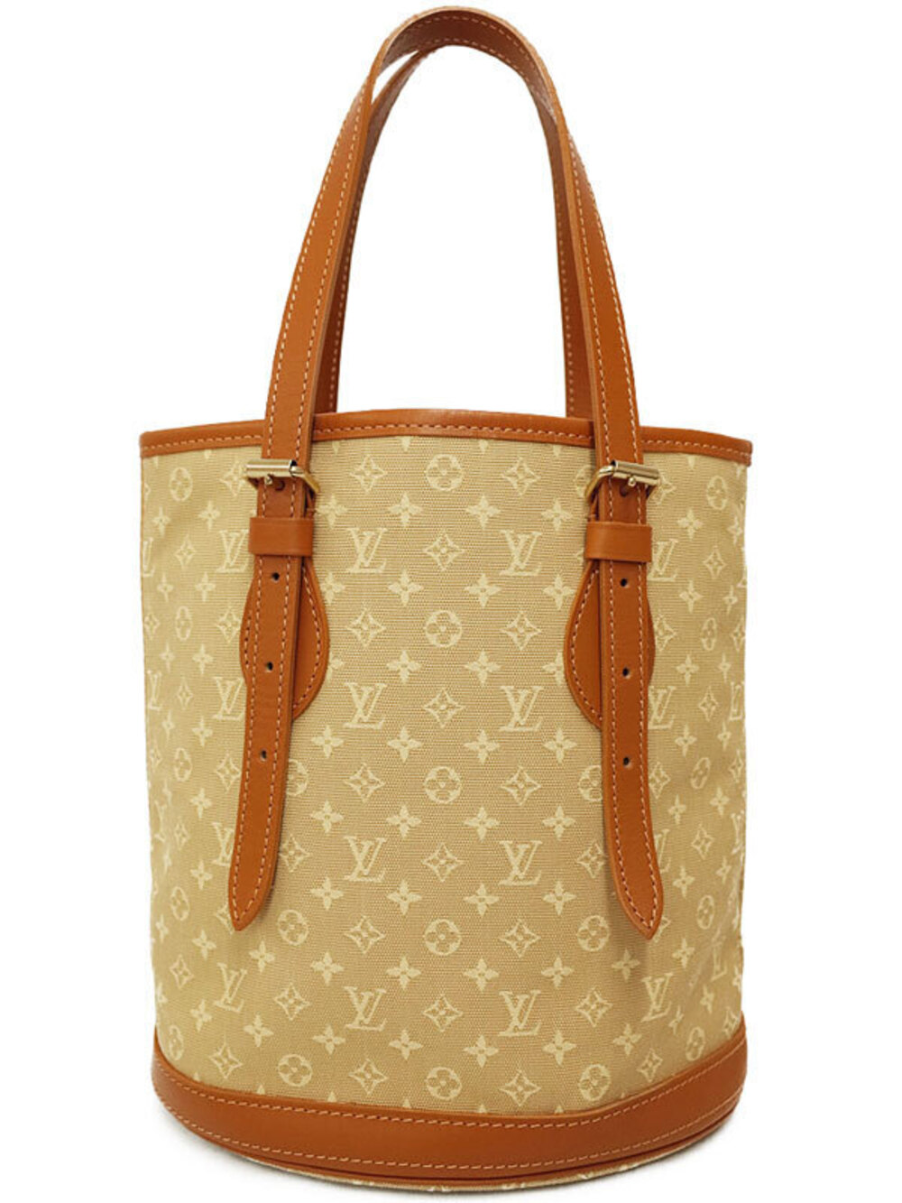 Louis Vuitton Monogram Bucket Shoulder Bag Canvas Leather Tan